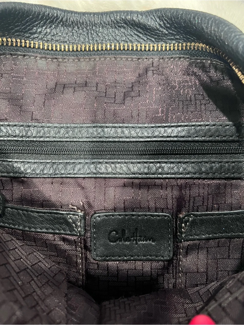 Cole Haan Black Quilted Leather Shoulder Bag with Gold Hardware